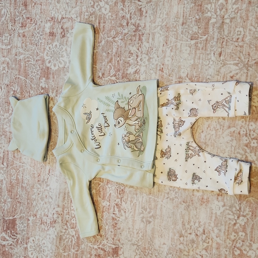 Disney Bambi Baby Cream and Green Outfit